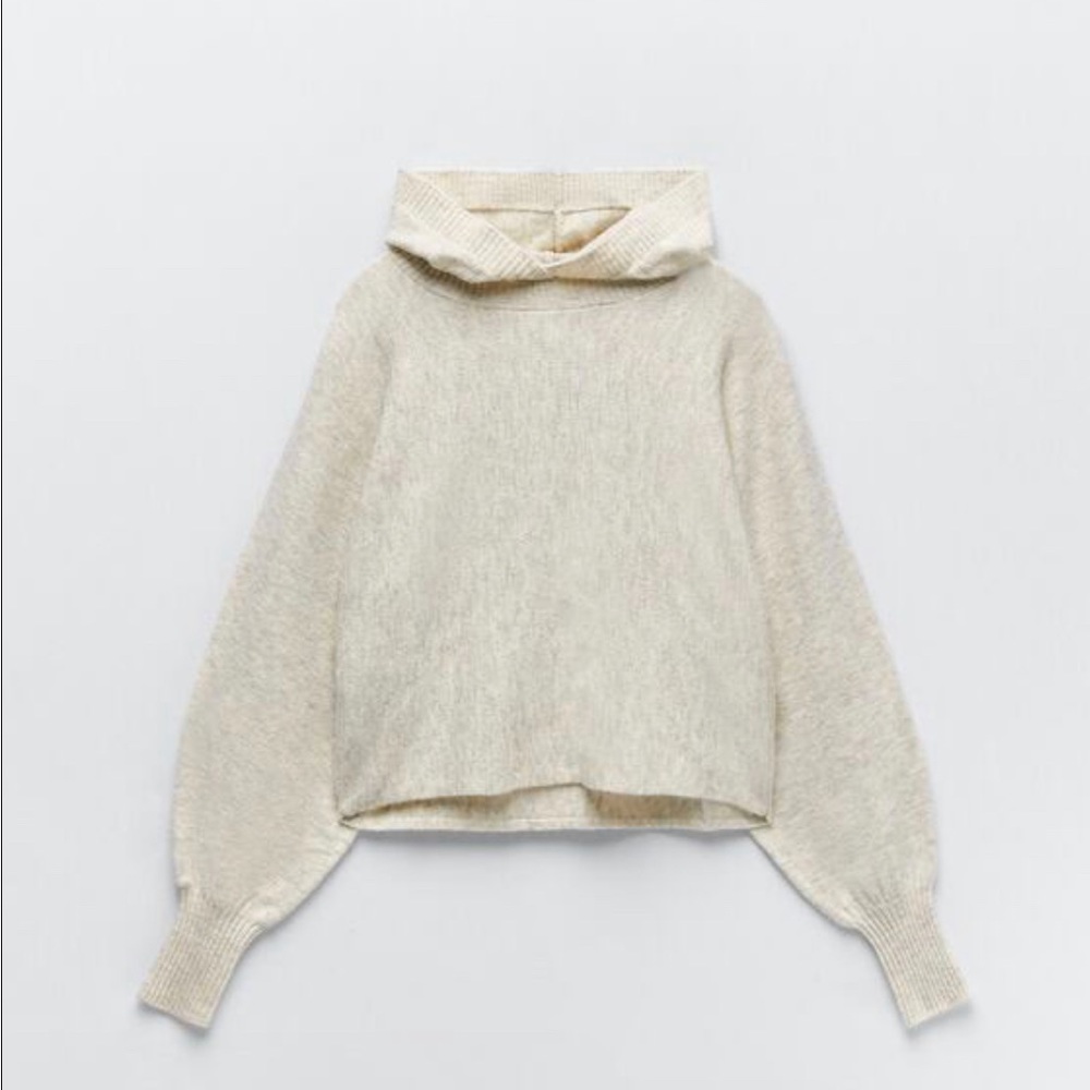 Zara Hooded Knit Sweatshirt Size M - Picture 3 of 10